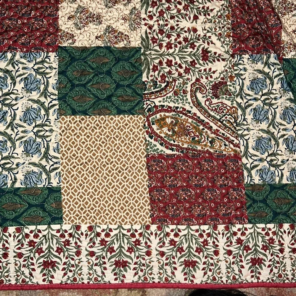 Handmade Patchwork Quilt with Multicolor Design 96” x 104”
